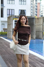Josey Off Shoulder Knit Top (Brown)
