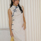 Tianny Stripes Cheongsam Maxi Dress (Cream)