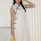 Tianny Stripes Cheongsam Maxi Dress (Cream)
