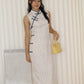 Tianny Stripes Cheongsam Maxi Dress (Cream)