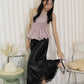 Tessa Lace Satin Maxi Skirt (Black)