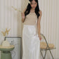 Tessa Lace Satin Maxi Skirt (Black)