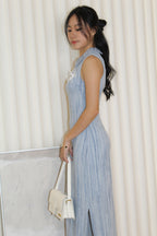 Waverly Cheongsam Maxi Dress (Blue)