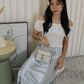 Tessa Lace Satin Maxi Skirt (Black)