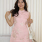Celeste Embroidered Cheongsam Mini Dress (Pink)