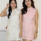 Celeste Embroidered Cheongsam Mini Dress (Pink)