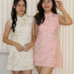 Celeste Embroidered Cheongsam Mini Dress (Pink)