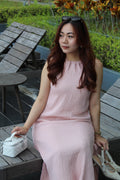Charlie Textured Halter Midi Dress (Pink)