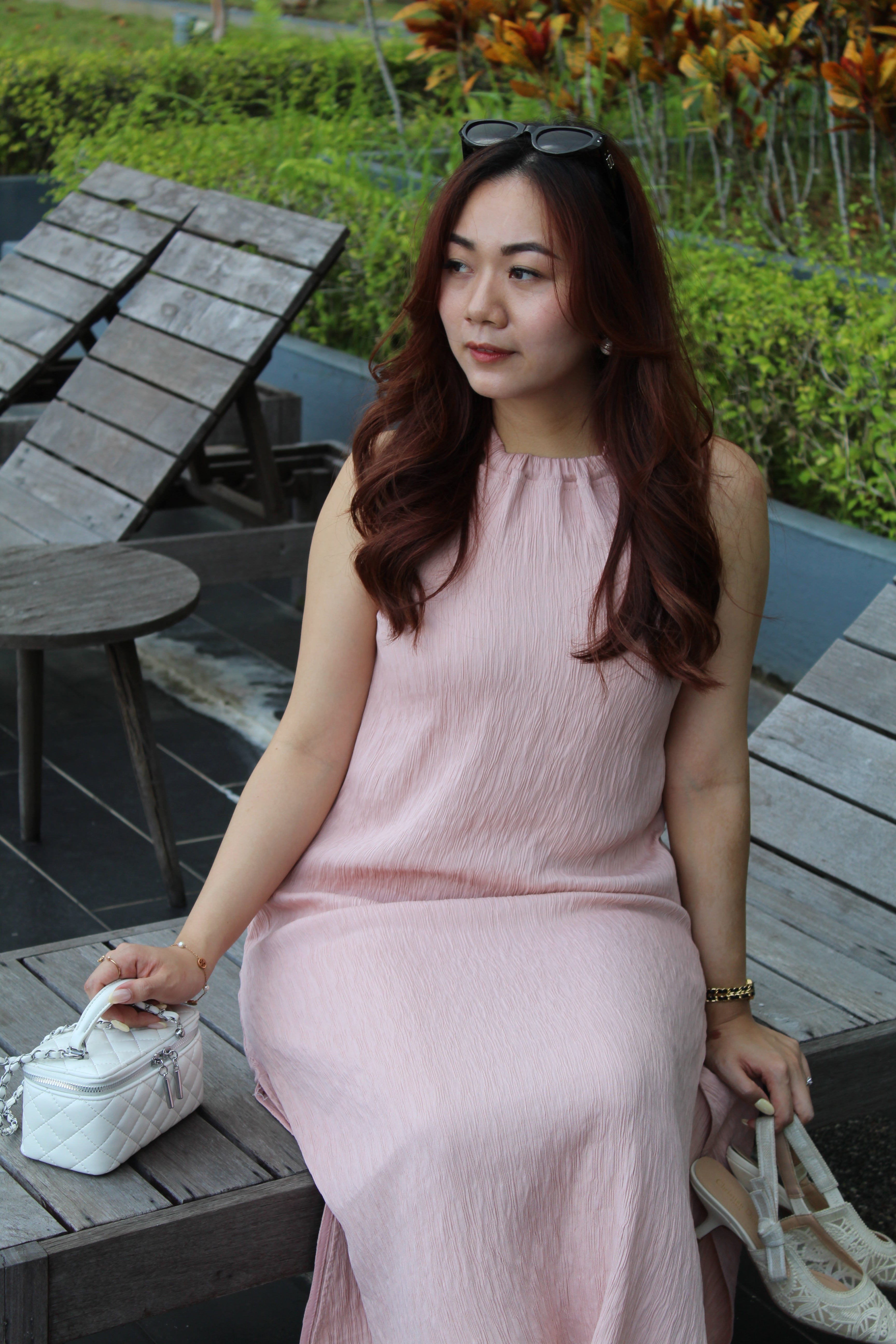 Charlie Textured Halter Midi Dress (Pink)