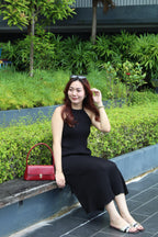Charlie Textured Halter Midi Dress (Black)