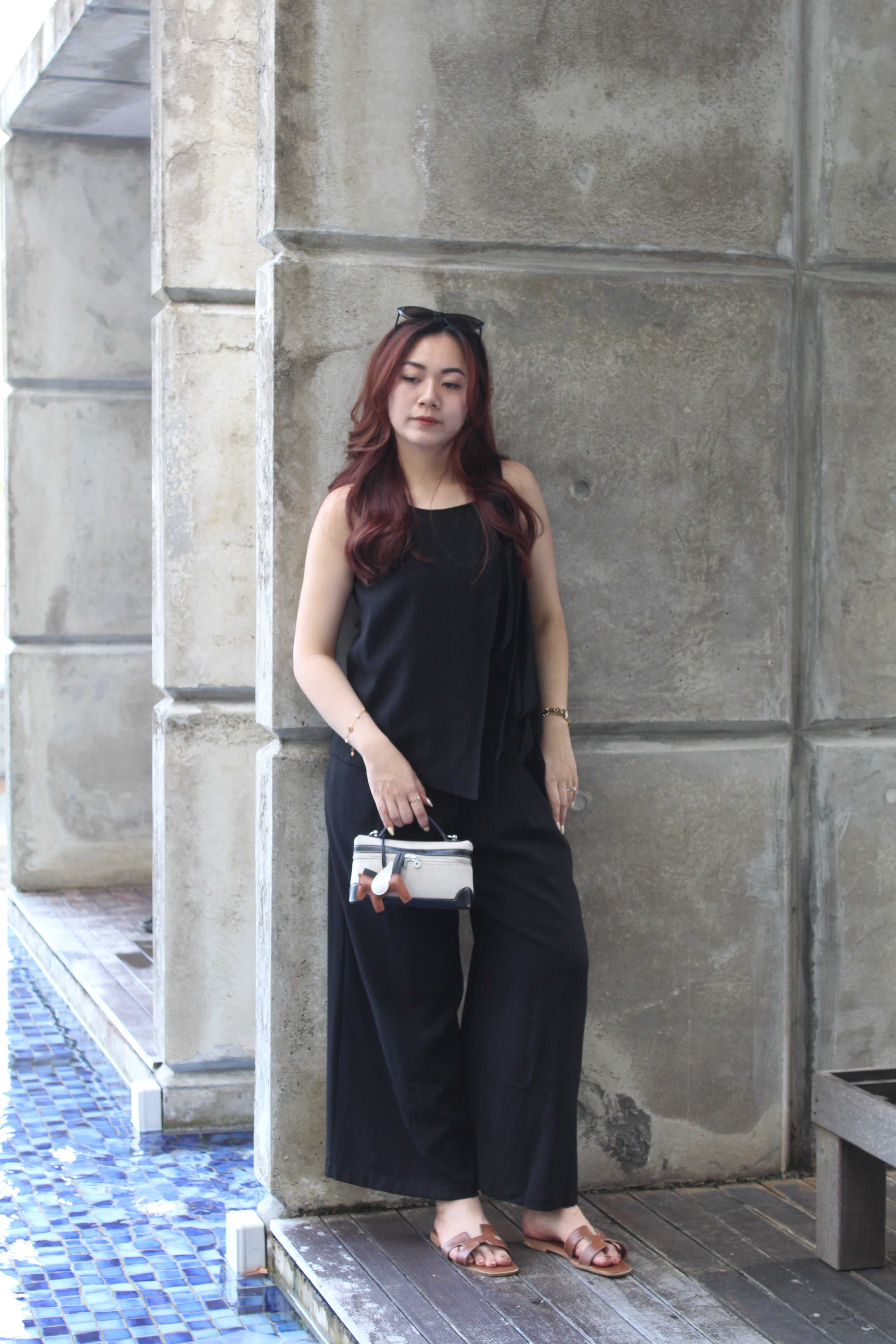 Allison Casual Two Piece Pants Set (Black)