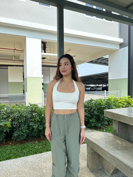 Tiffy Halter Crop Top (White)