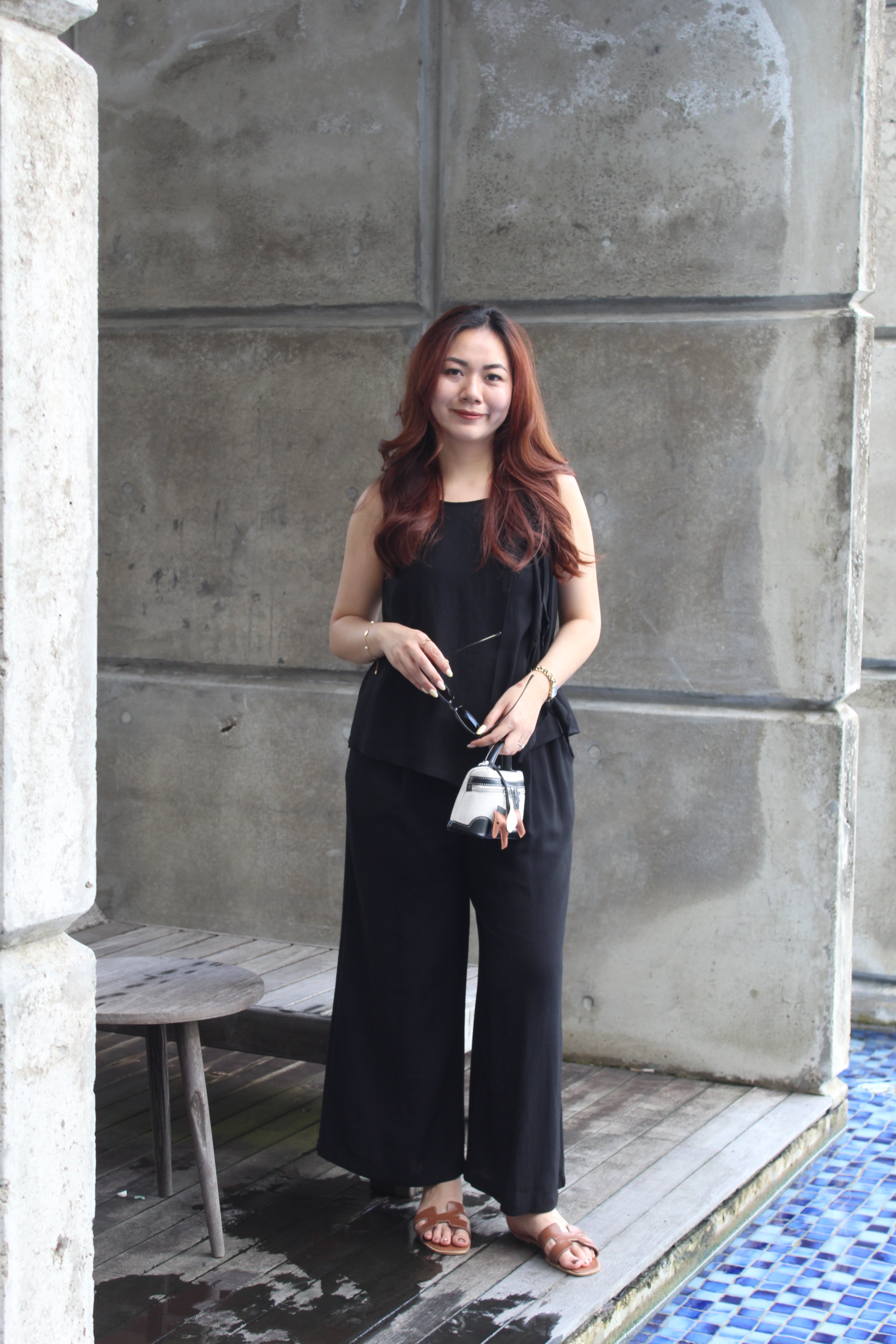 Allison Casual Two Piece Pants Set (Black)
