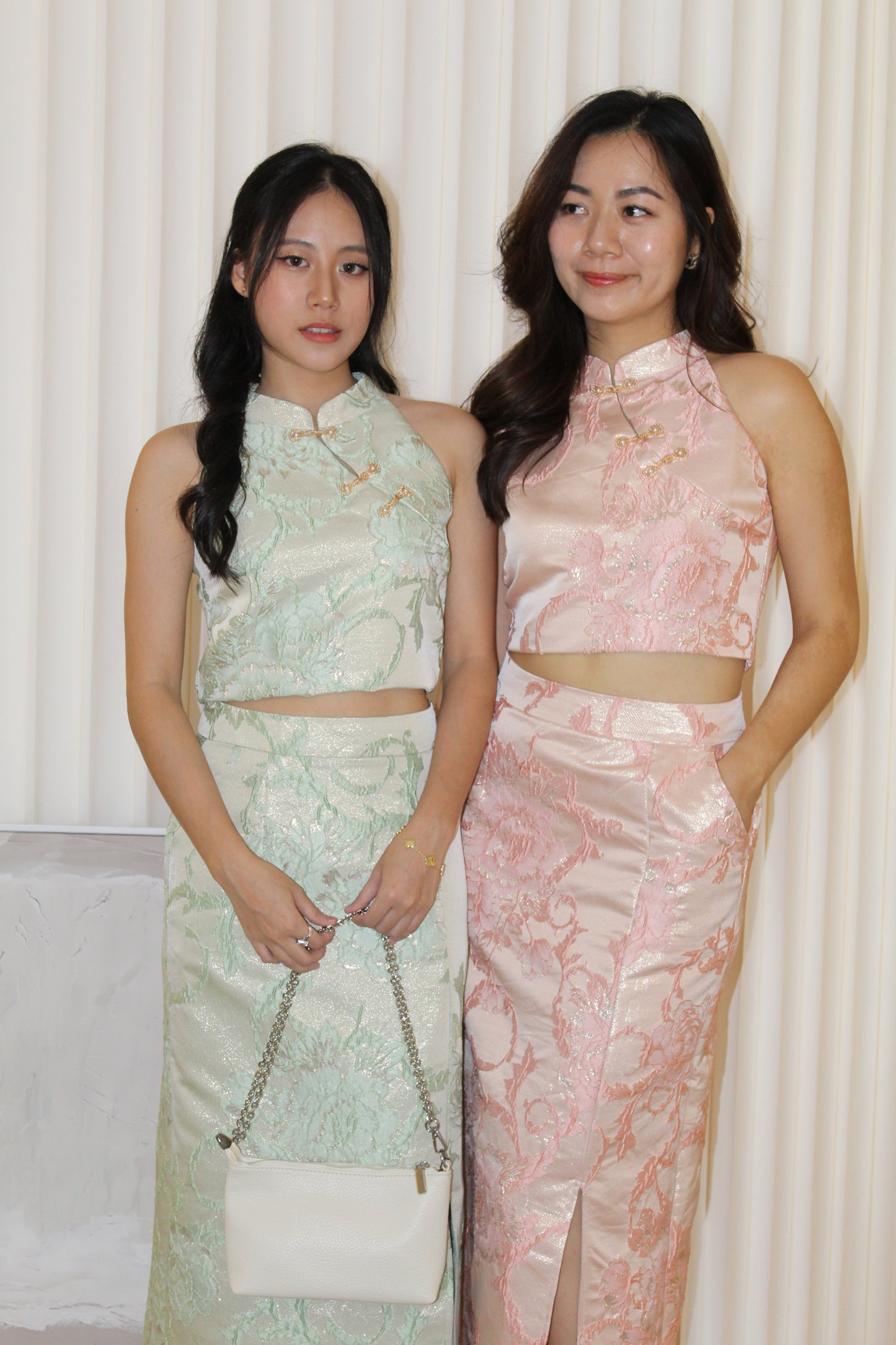 Velissa Jacquard Two Piece Skirt Set (Grey)