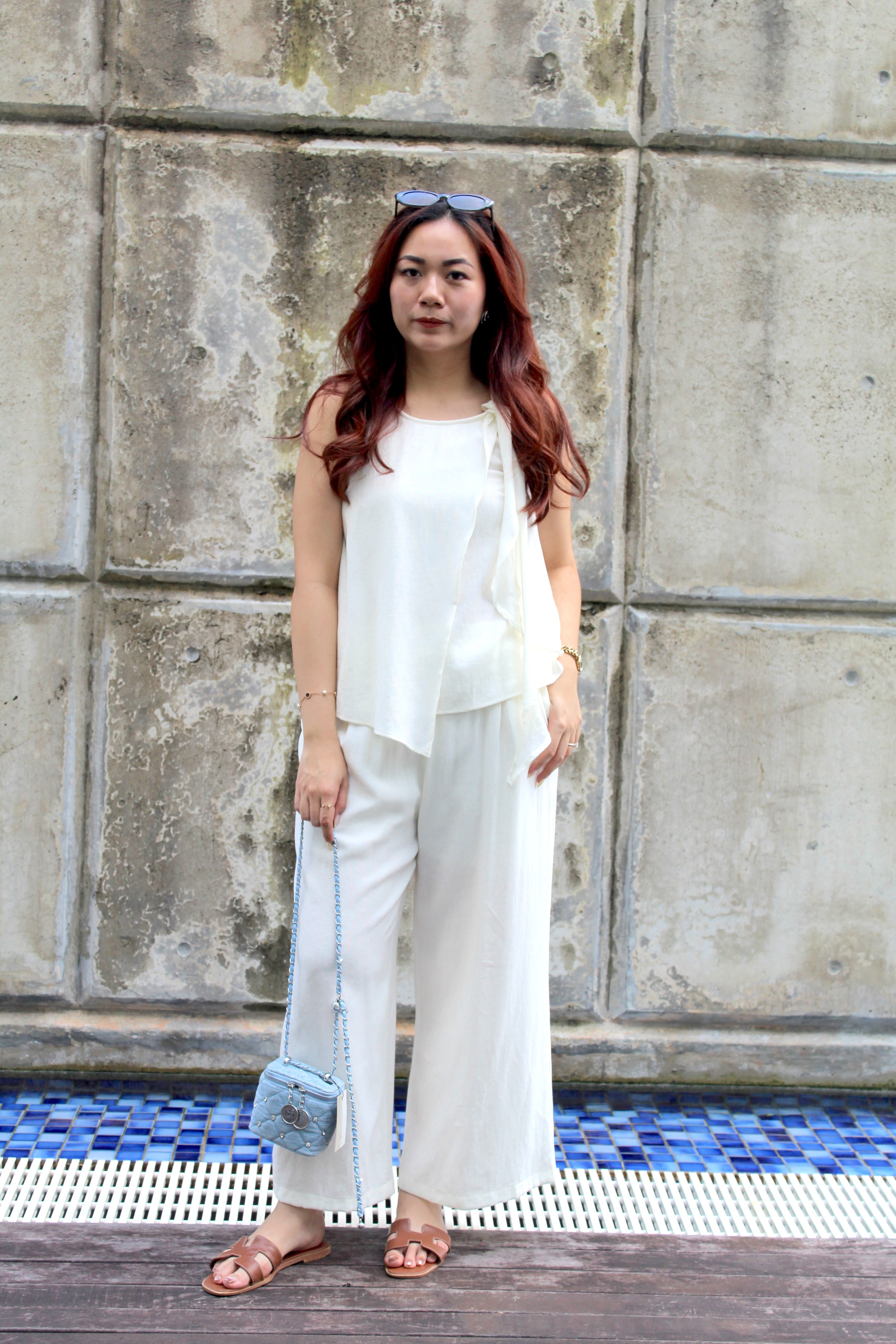Allison Casual Two Piece Pants Set (Cream)