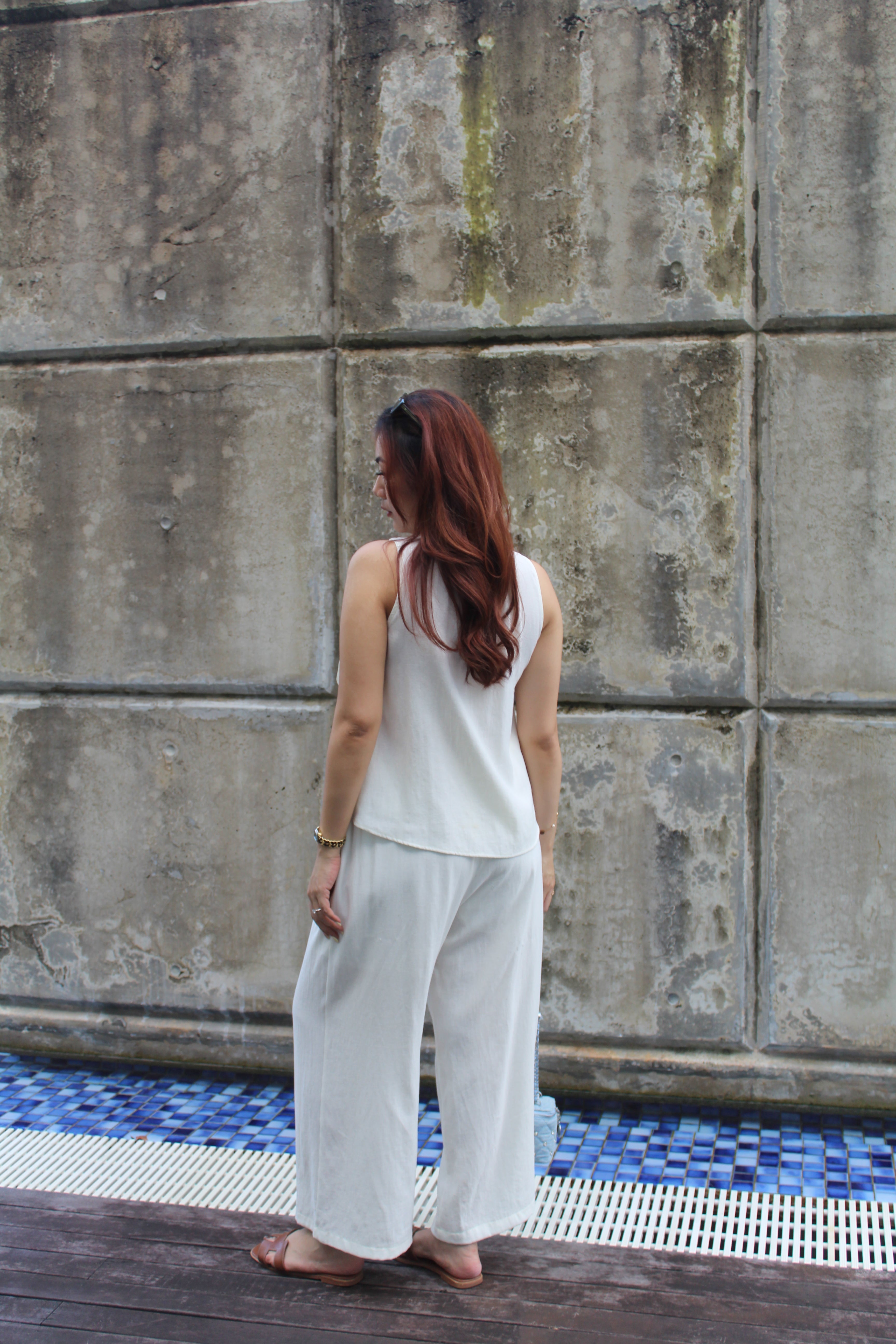 Allison Casual Two Piece Pants Set (Cream)