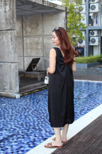 Georgie Satin Midaxi Dress (Black)