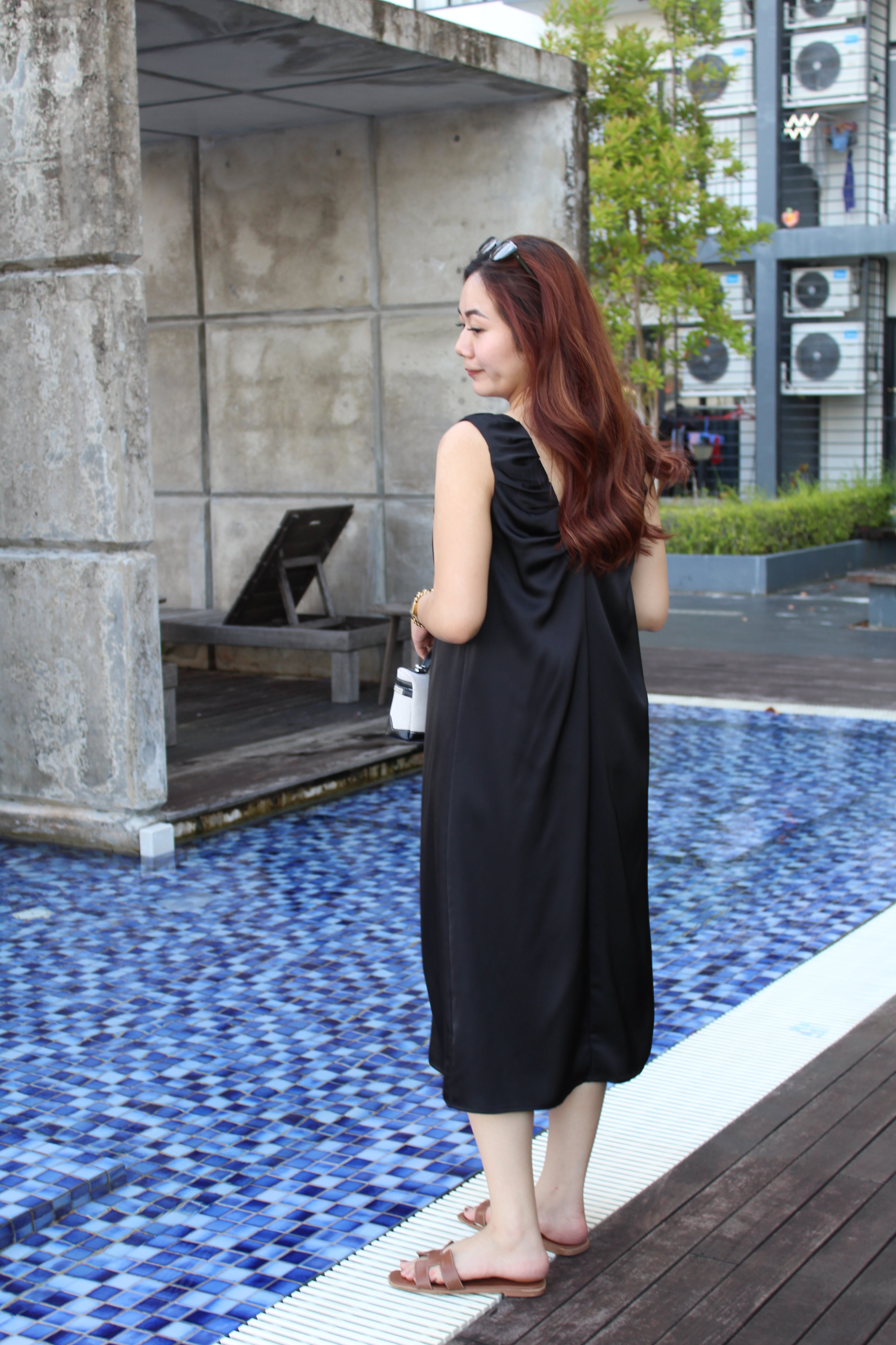 Georgie Satin Midaxi Dress (Black)
