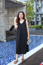 Georgie Satin Midaxi Dress (Black)