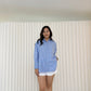 Charlene Checkered Long Sleeve Shirt (Blue)