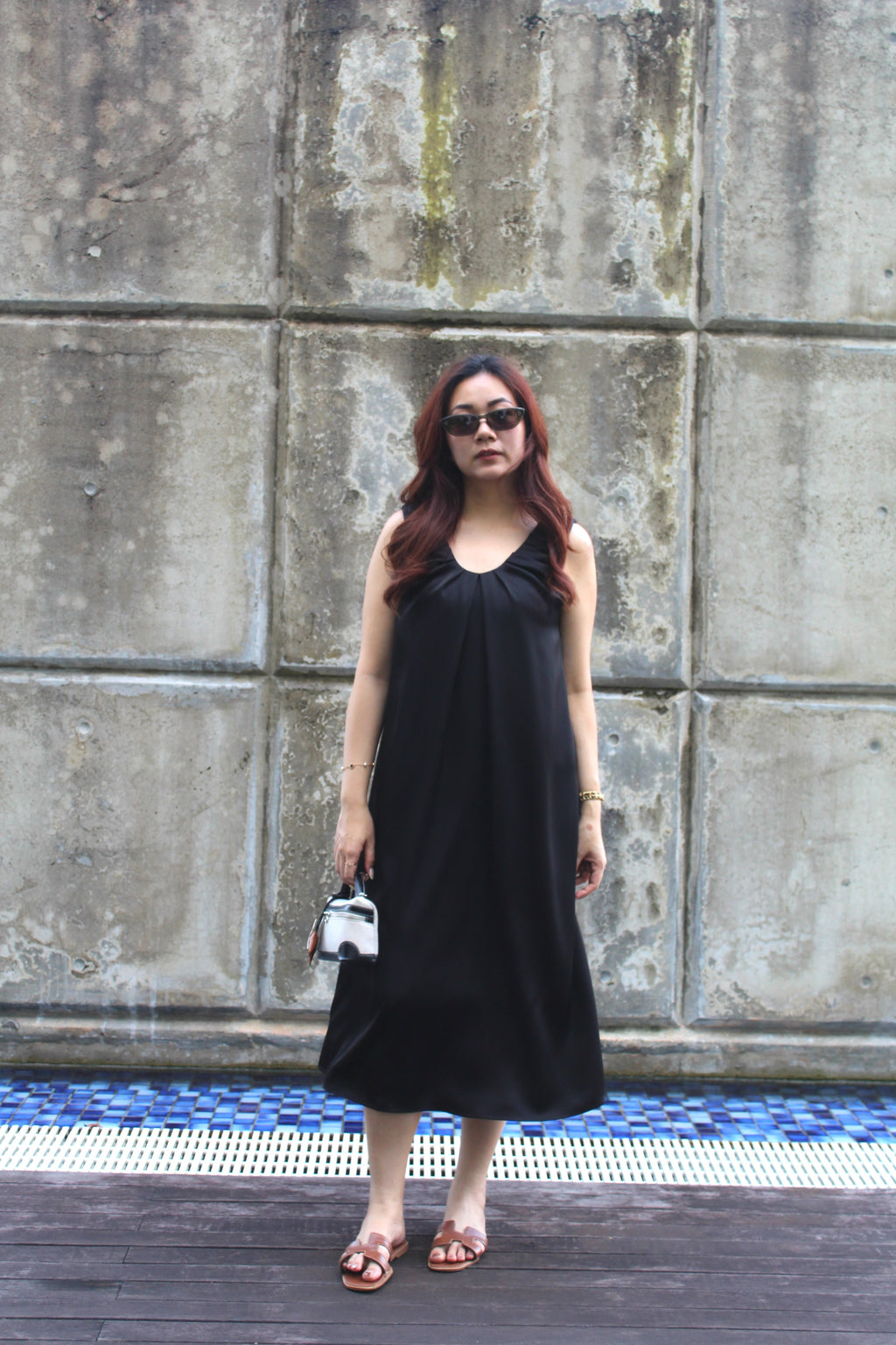 Georgie Satin Midaxi Dress (Black)