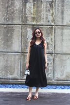 Georgie Satin Midaxi Dress (Black)