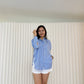 Charlene Checkered Long Sleeve Shirt (Blue)