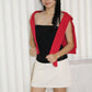 Evon Block Color Hoodie Top (Red)