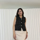 Ava Tweed Waistcoat Top (Black)