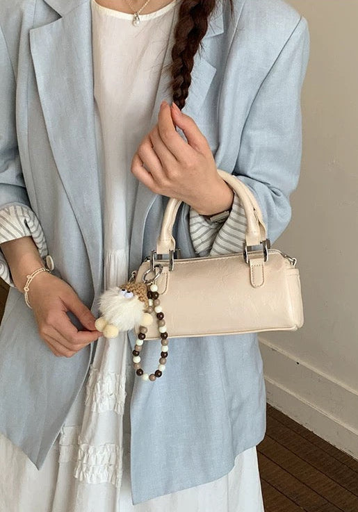 Cylinder Bag with Handle (Cream)