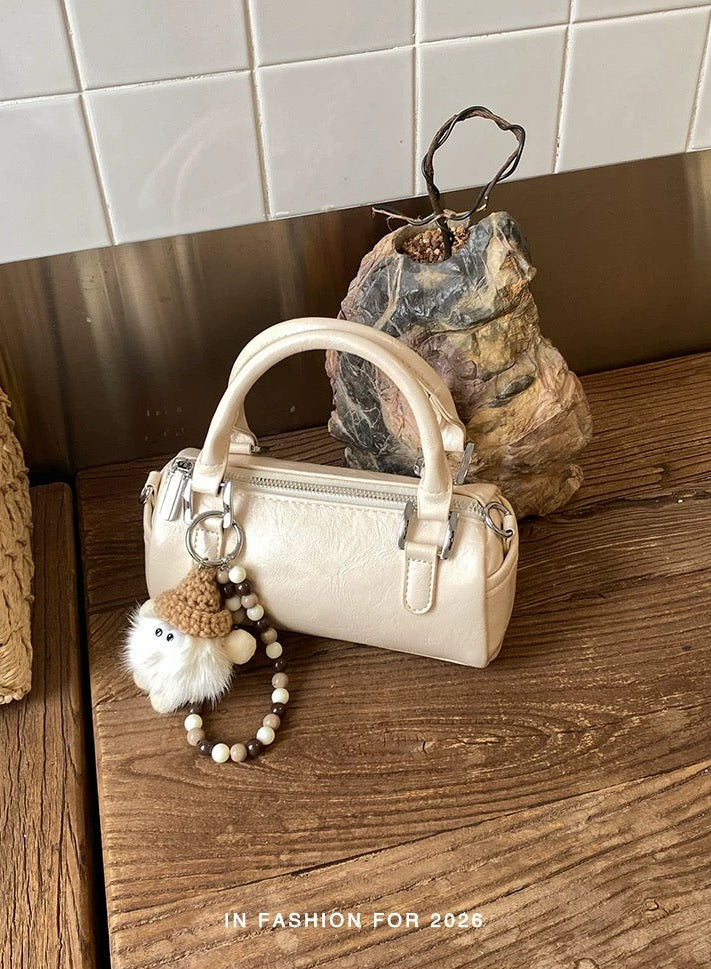 Cylinder Bag with Handle (Cream)