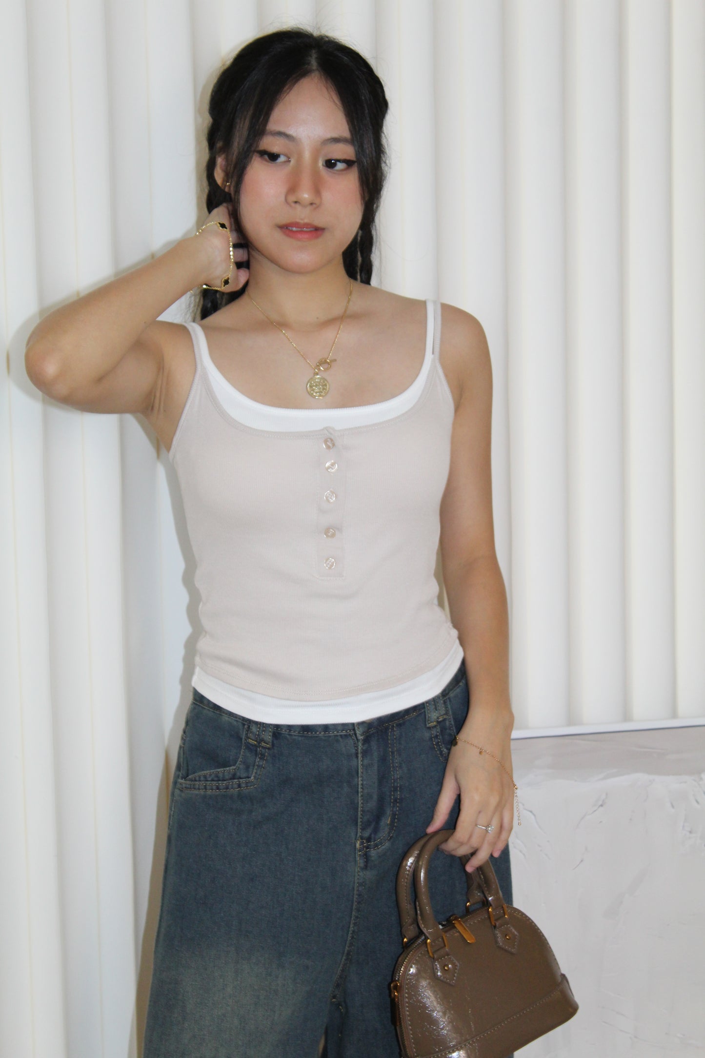 Adeline Block Color Padded Top (Black)