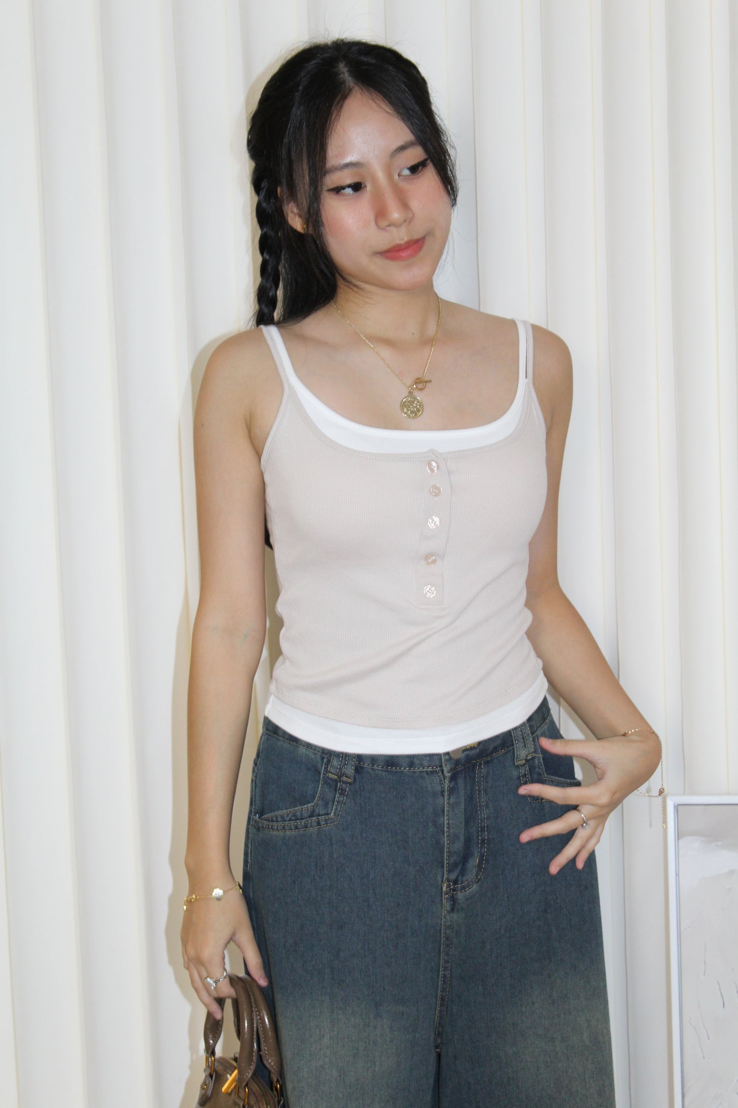 Adeline Block Color Padded Top (Black)