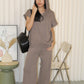 Aiko Knit Two Piece Pants Set (Khaki)
