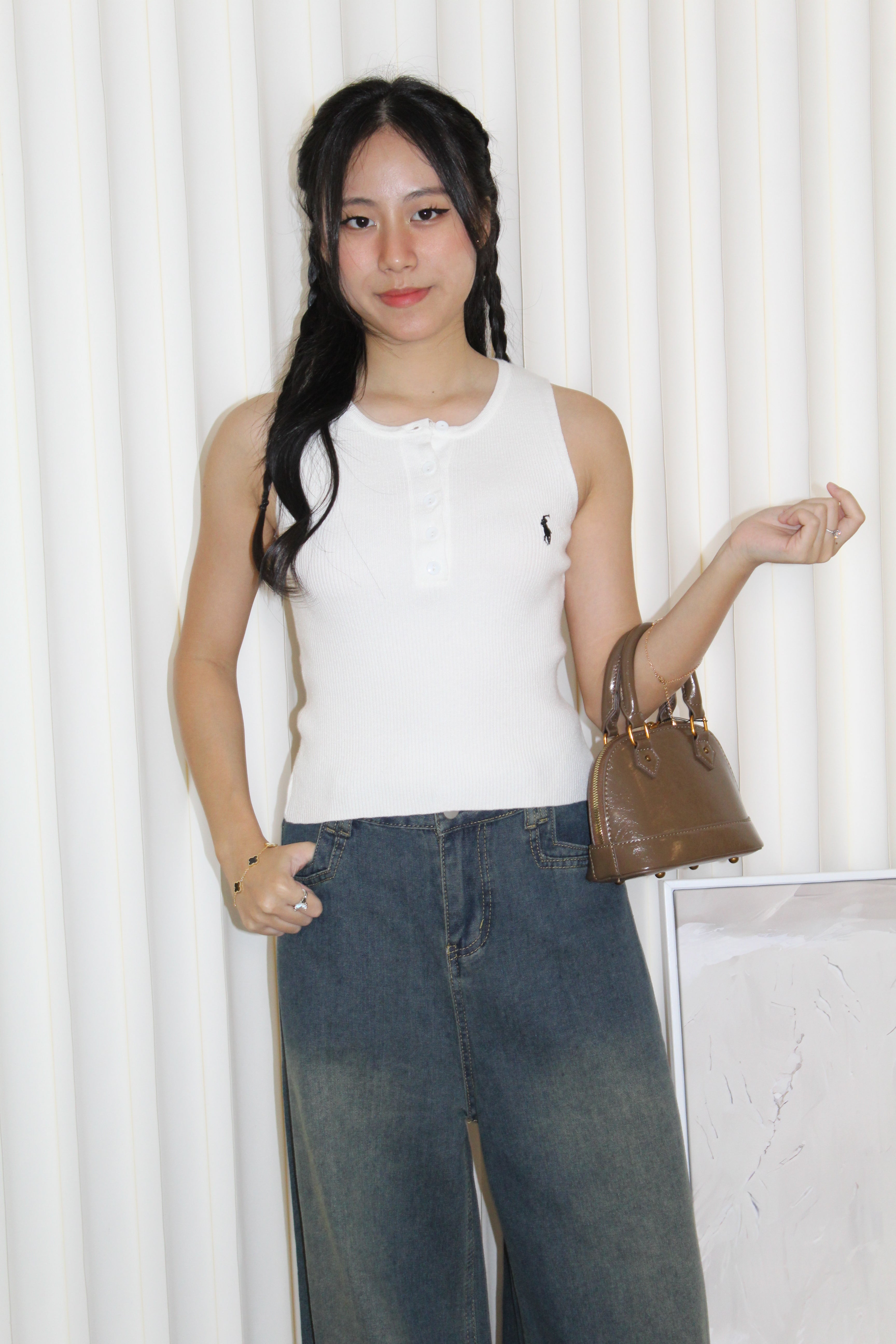 Vannie Knit Sleeveless Top (White)