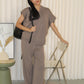 Aiko Knit Two Piece Pants Set (Khaki)