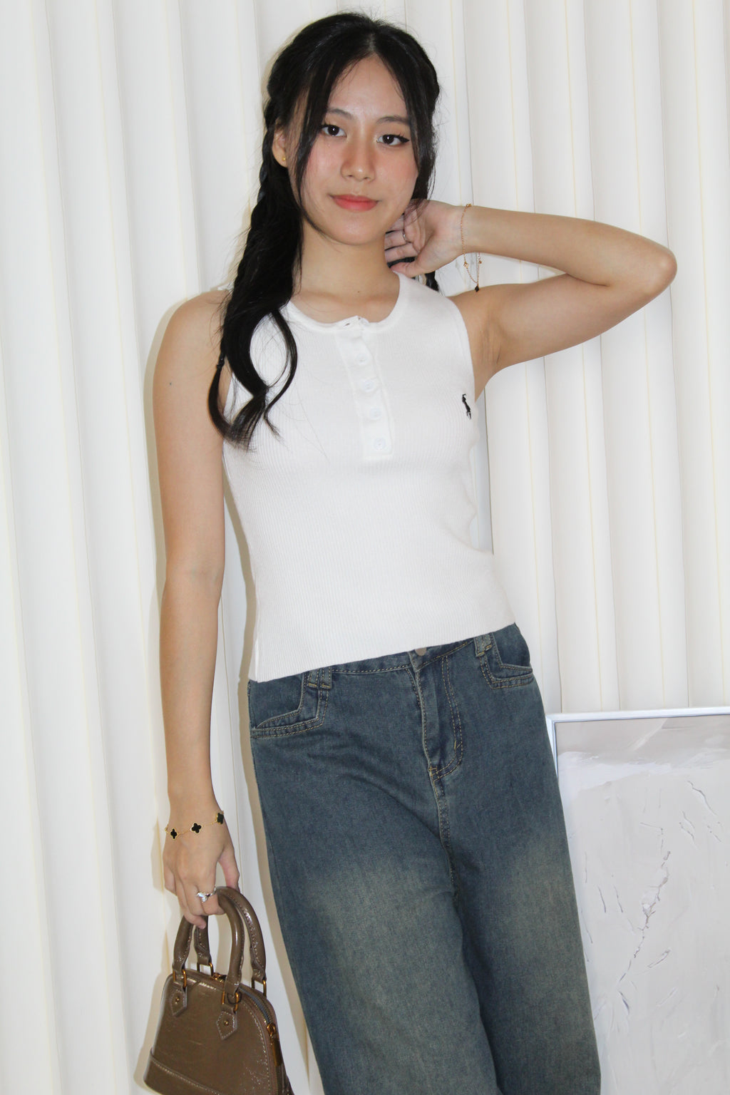 Vannie Knit Sleeveless Top (White)