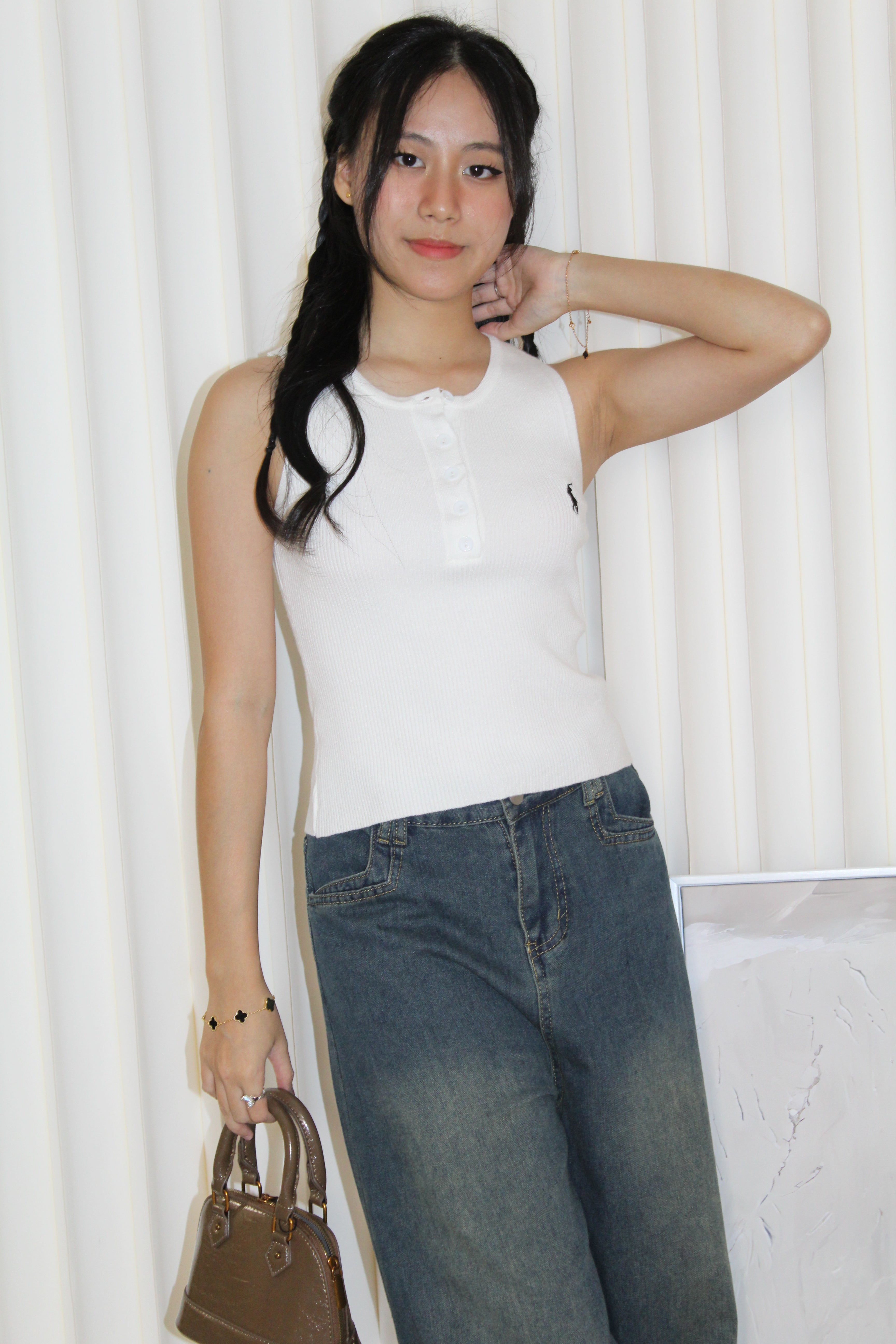 Vannie Knit Sleeveless Top (White)