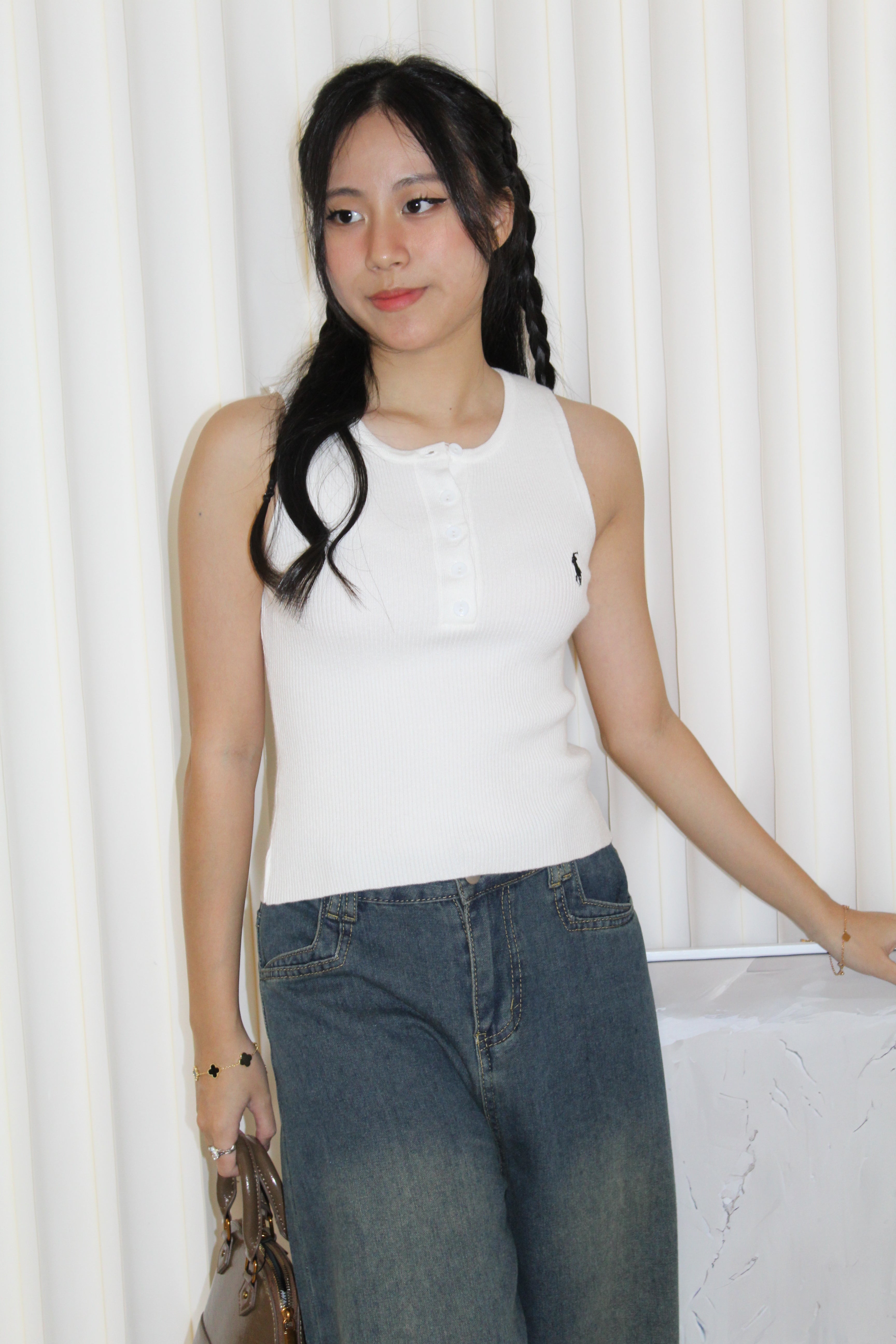 Vannie Knit Sleeveless Top (White)