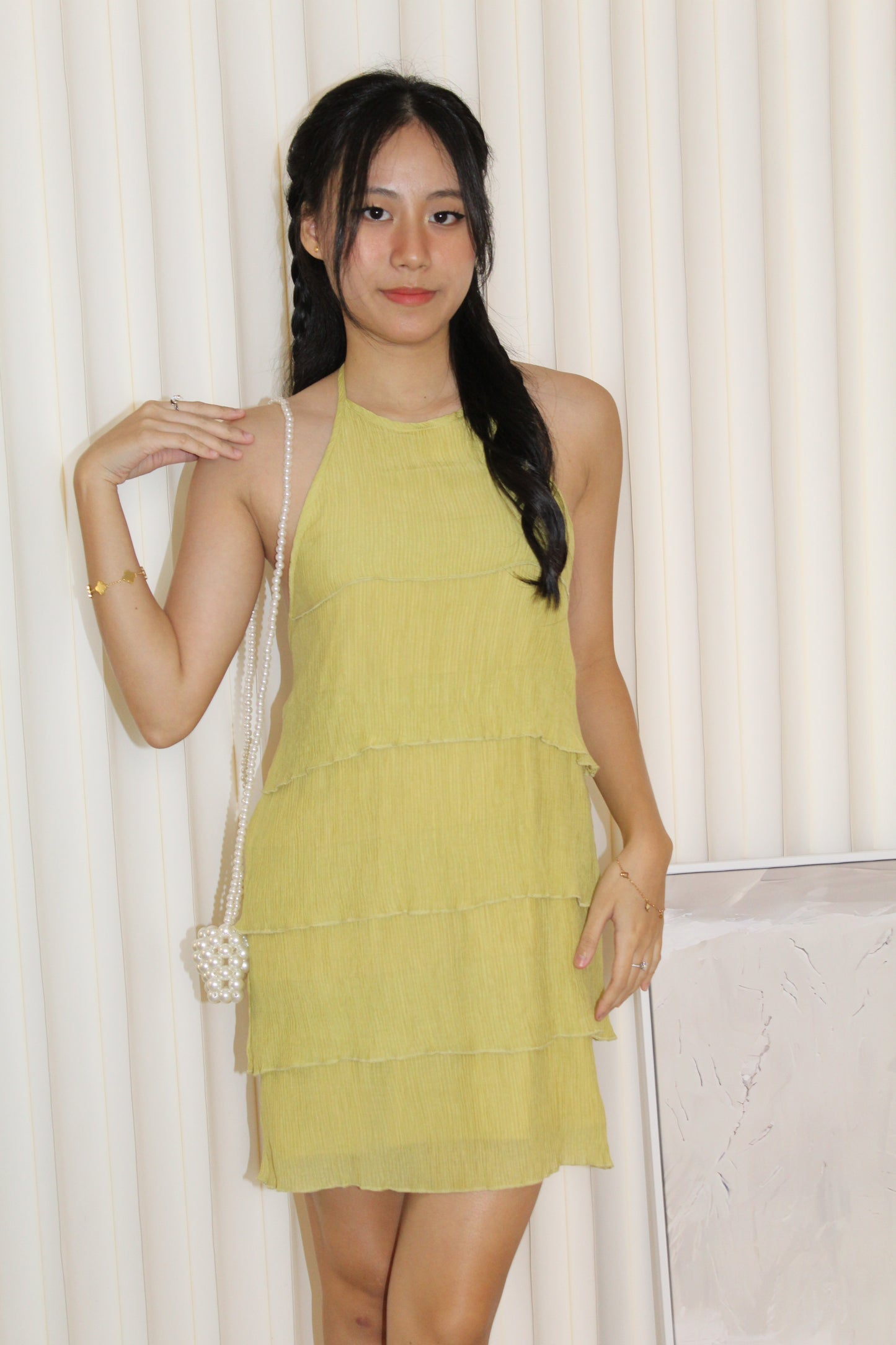 Umeko Layered Mini Dress (Green)