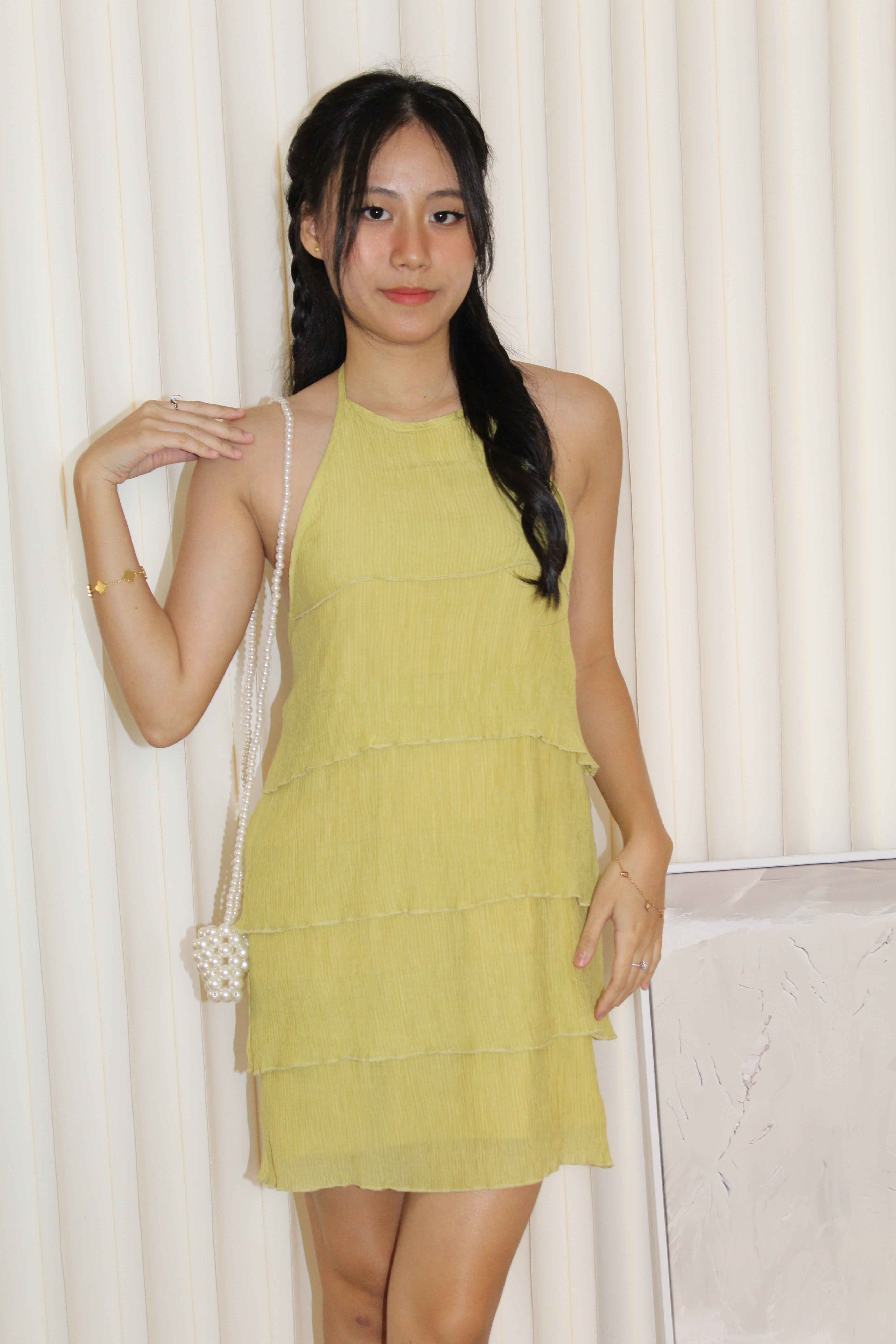 Umeko Layered Mini Dress (Green)