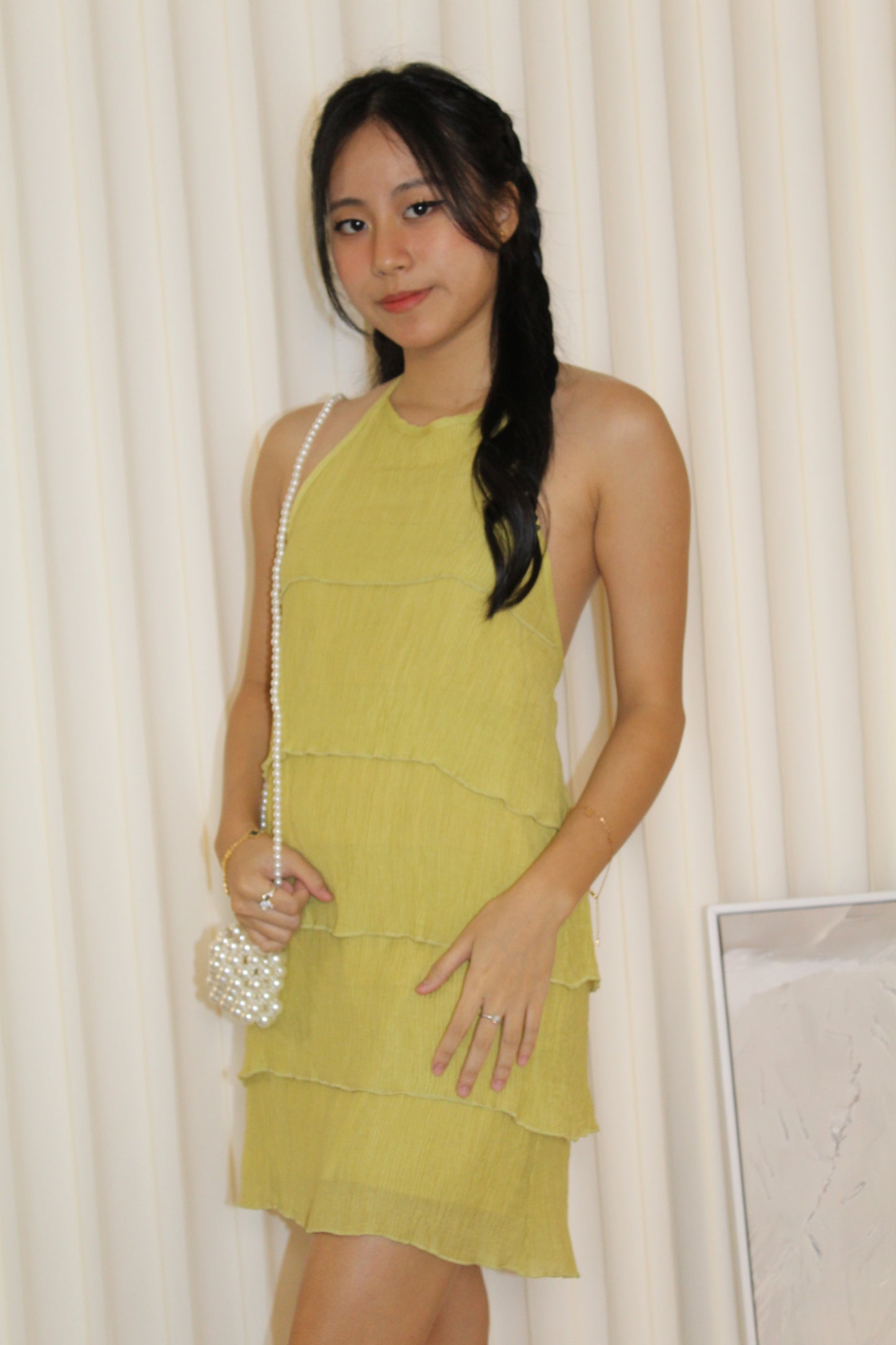 Umeko Layered Mini Dress (Green)