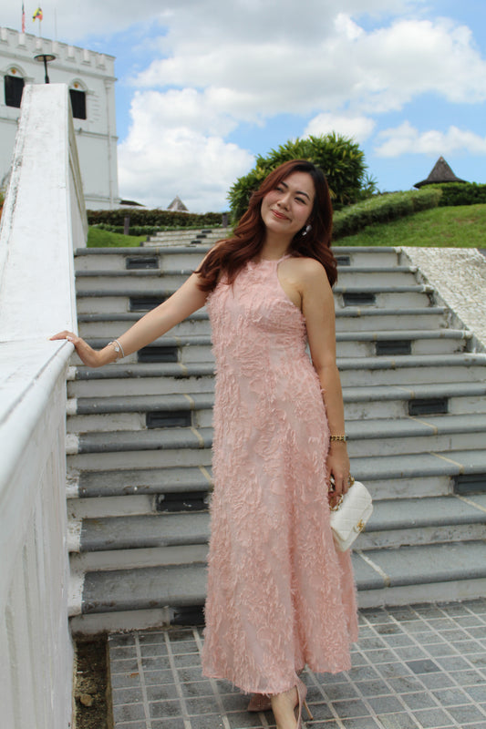 Adryn Halter Maxi Dress (Pink)