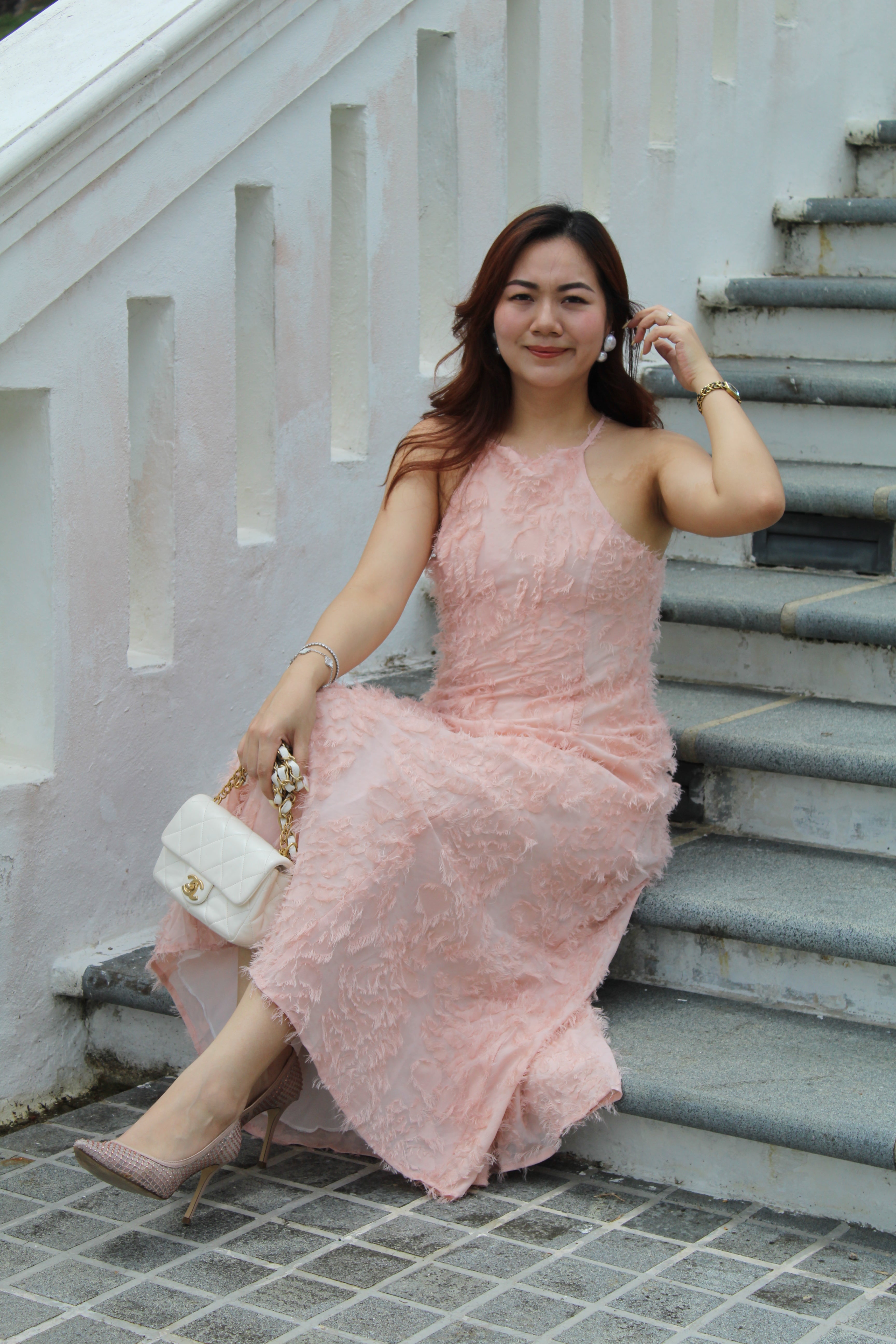 Adryn Halter Maxi Dress (Pink)