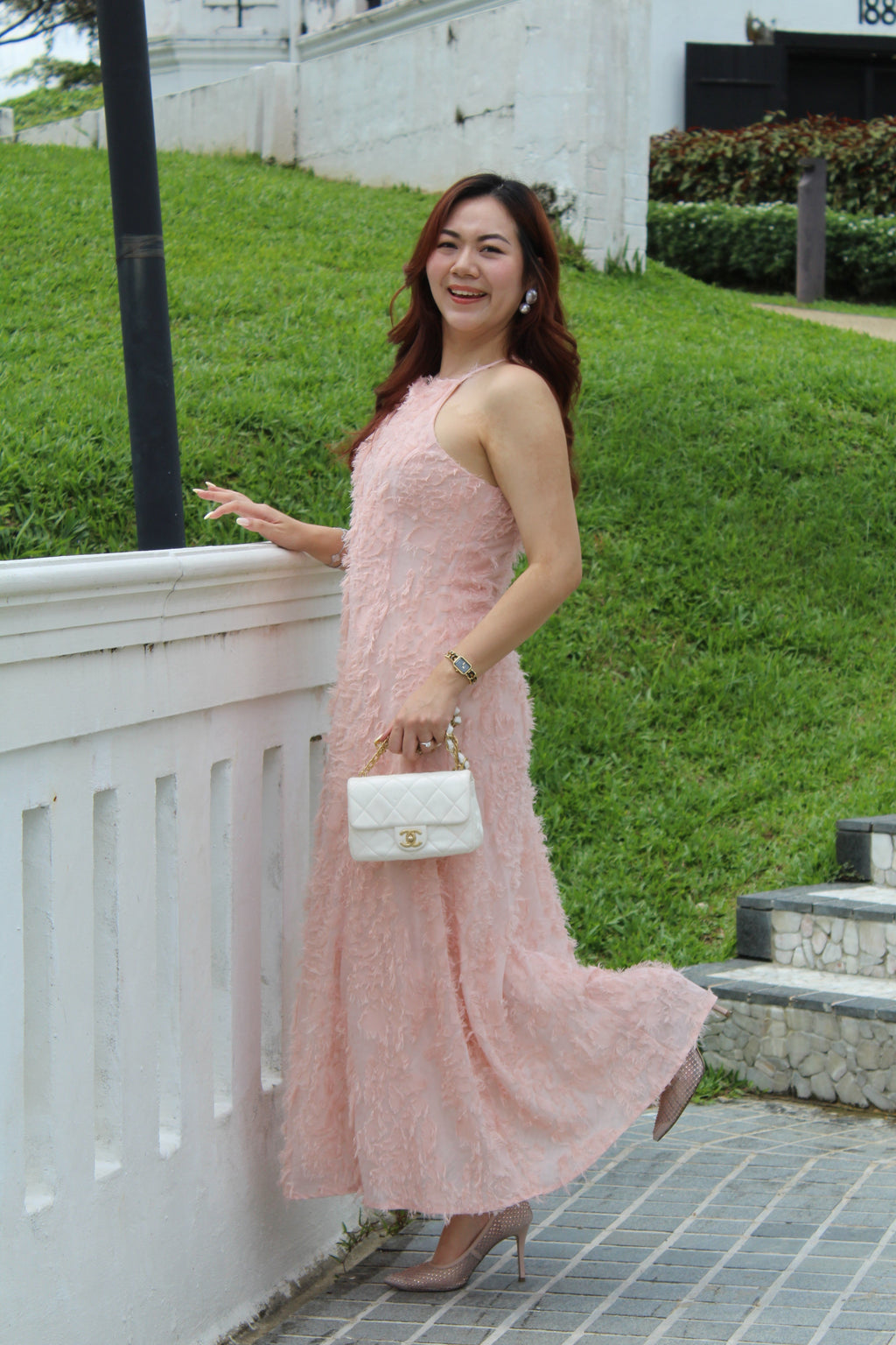Adryn Halter Maxi Dress (Pink)