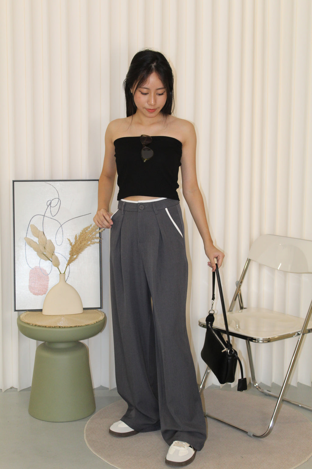Liora Block Color Suit Pants (Black)