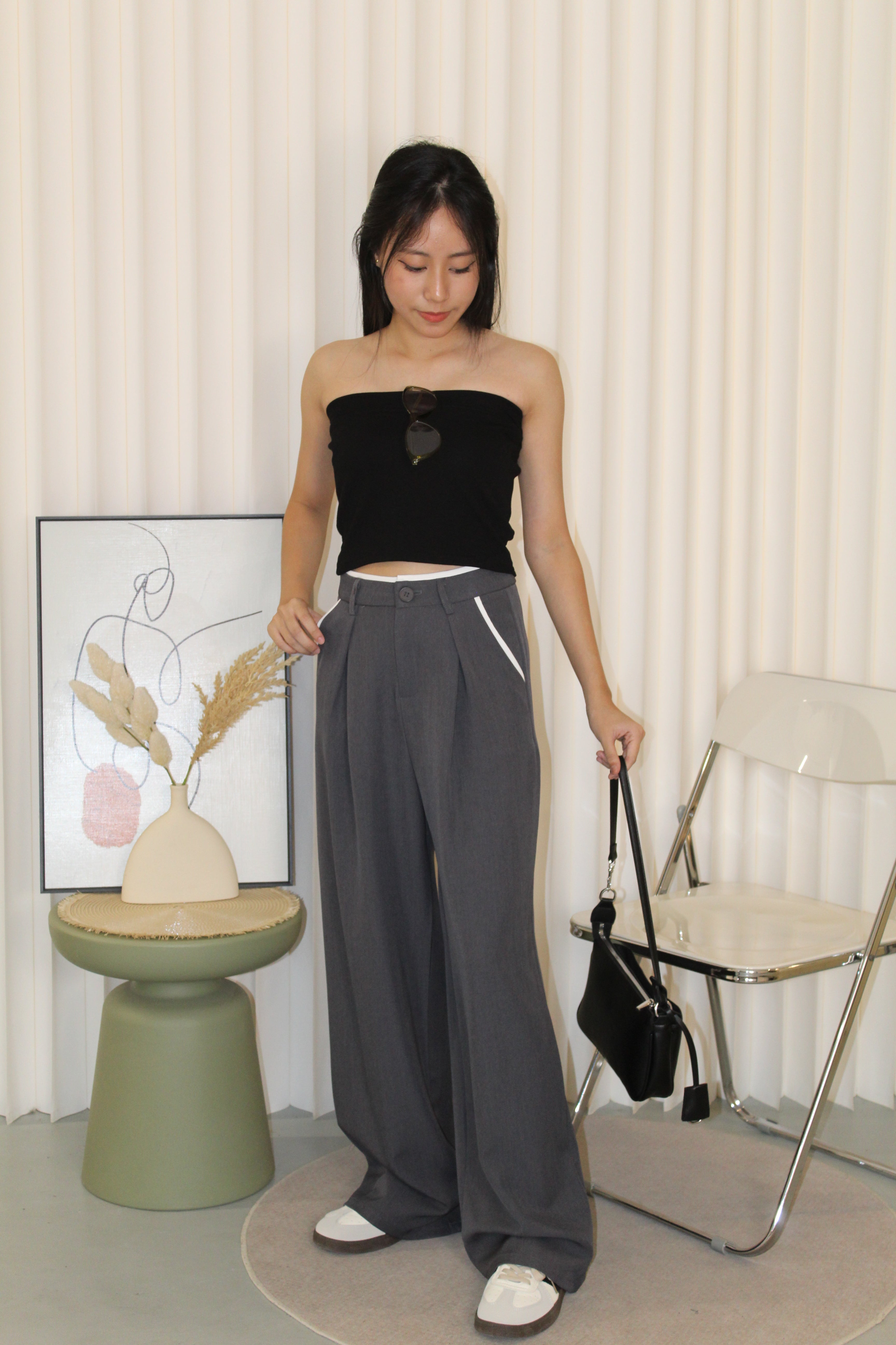 Liora Block Color Suit Pants (Black)