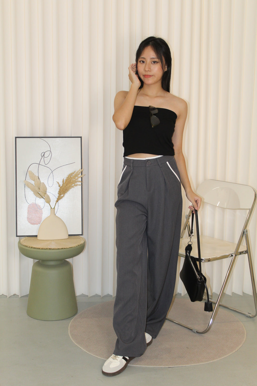 Liora Block Color Suit Pants (Black)