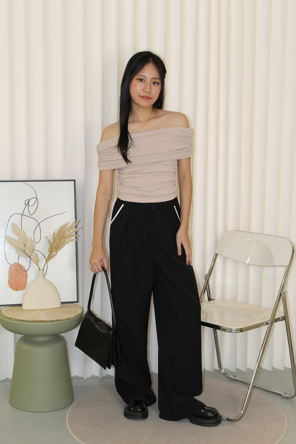 Liora Block Color Suit Pants (Black)