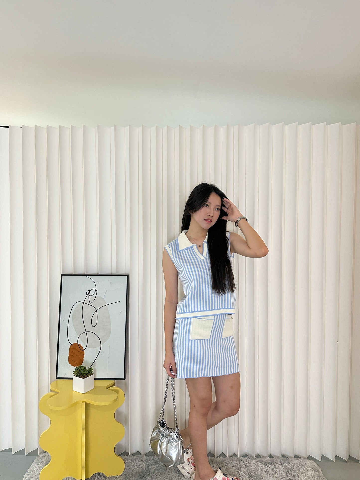 Allison Stripes Knit Set (Blue)